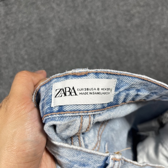 Zara Jeans Womens 10 Blue High Rise Straight Leg Denim Classic Casual Distressed - Picture 3 of 12